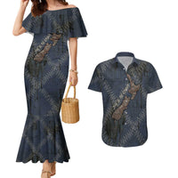 New Zealand She’ll Be Right Couples Matching Mermaid Dress and Hawaiian Shirt NZ Slang No. 8 Wire Map Pattern