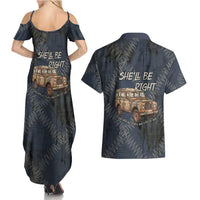 New Zealand She’ll Be Right Couples Matching Summer Maxi Dress and Hawaiian Shirt NZ Slang No. 8 Wire Map Pattern