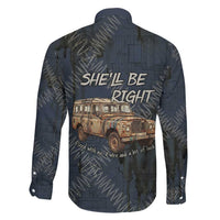 New Zealand She’ll Be Right Family Matching Off The Shoulder Long Sleeve Dress and Hawaiian Shirt NZ Slang No. 8 Wire Map Pattern