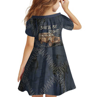 New Zealand She’ll Be Right Family Matching Off Shoulder Maxi Dress and Hawaiian Shirt NZ Slang No. 8 Wire Map Pattern