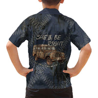 New Zealand She’ll Be Right Family Matching Short Sleeve Bodycon Dress and Hawaiian Shirt NZ Slang No. 8 Wire Map Pattern