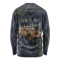 New Zealand She’ll Be Right Long Sleeve Shirt NZ Slang No. 8 Wire Map Pattern