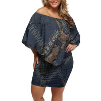 New Zealand She’ll Be Right Off Shoulder Short Dress NZ Slang No. 8 Wire Map Pattern