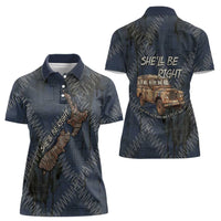 New Zealand She’ll Be Right Women Polo Shirt NZ Slang No. 8 Wire Map Pattern