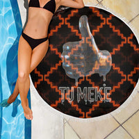 Tu Meke Maori New Zealand Slang Beach Blanket with Glow Neon Step Style
