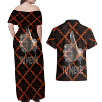 Tu Meke Maori New Zealand Slang Couples Matching Off Shoulder Maxi Dress and Hawaiian Shirt with Glow Neon Step Style TS04 - Polynesian Pride