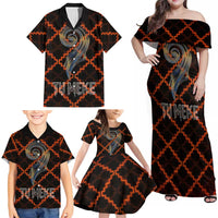 Tu Meke Maori New Zealand Slang Family Matching Off Shoulder Maxi Dress and Hawaiian Shirt with Glow Neon Step Style TS04 - Polynesian Pride