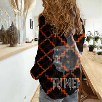 Tu Meke Maori New Zealand Slang Women Casual Shirt with Glow Neon Step Style