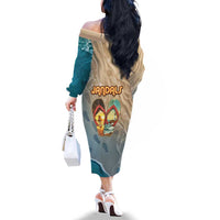 Kiwi Jandal Beach Life Family Matching Off The Shoulder Long Sleeve Dress and Hawaiian Shirt New Zealand Flip Flops Ocean Wave Surf Style TS04 - Polynesian Pride