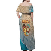 Kiwi Jandal Beach Life Family Matching Off Shoulder Maxi Dress and Hawaiian Shirt New Zealand Flip Flops Ocean Wave Surf Style TS04 - Polynesian Pride