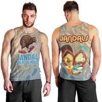 Kiwi Jandal Beach Life Men Tank Top New Zealand Flip Flops Ocean Wave Surf Style