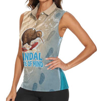 Kiwi Jandal Beach Life Women Sleeveless Polo Shirt New Zealand Flip Flops Ocean Wave Surf Style TS04 - Polynesian Pride