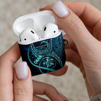 Chuuk Deep Into Truk Lagoon AirPods Case Polynesian Tribal Pattern Wreck Diving Teal Ship Art
