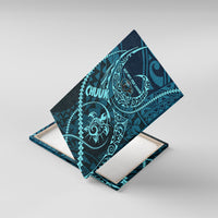 Chuuk Deep Into Truk Lagoon Canvas Wall Art Polynesian Tribal Pattern Wreck Diving Teal Ship Art