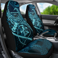 Chuuk Deep Into Truk Lagoon Car Seat Cover Polynesian Tribal Pattern Wreck Diving Teal Ship Art