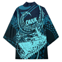 Chuuk Deep Into Truk Lagoon Kimono Polynesian Tribal Pattern Wreck Diving Teal Ship Art
