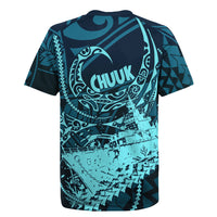 Chuuk Deep Into Truk Lagoon Rugby Jersey Polynesian Tribal Pattern Wreck Diving Teal Ship Art TS04 - Polynesian Pride