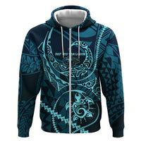 Chuuk Deep Into Truk Lagoon Zip Hoodie Polynesian Tribal Pattern Wreck Diving Teal Ship Art TS04 Zip Hoodie Blue Black - Polynesian Pride