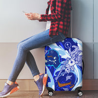 Chuuk Micronesian Roots Luggage Cover Polynesian Tribal Pattern Hibiscus Flower And Stingray Art