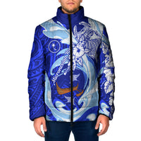 Chuuk Micronesian Roots Padded Jacket Polynesian Tribal Pattern Hibiscus Flower And Stingray Art