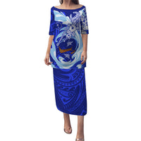 Chuuk Micronesian Roots Puletasi Polynesian Tribal Pattern Hibiscus Flower And Stingray Art