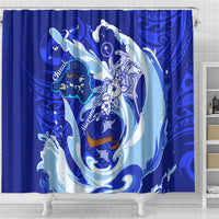 Chuuk Micronesian Roots Shower Curtain Polynesian Tribal Pattern Hibiscus Flower And Stingray Art TS04 - Polynesian Pride