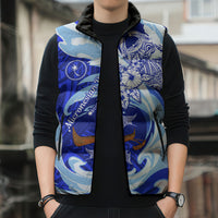 Chuuk Micronesian Roots Sleeveless Puffer Jacket Polynesian Tribal Pattern Hibiscus Flower And Stingray Art TS04 - Polynesian Pride