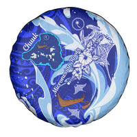 Chuuk Micronesian Roots Spare Tire Cover Polynesian Tribal Pattern Hibiscus Flower And Stingray Art