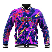 Chuuk Tropical Sunset Coordinates Baseball Jacket Neon Graffiti Polynesian Tribal