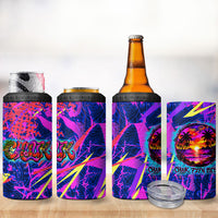 Chuuk Tropical Sunset Coordinates 4 in 1 Can Cooler Tumbler Neon Graffiti Polynesian Tribal