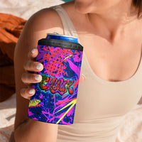 Chuuk Tropical Sunset Coordinates 4 in 1 Can Cooler Tumbler Neon Graffiti Polynesian Tribal