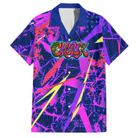 Chuuk Tropical Sunset Coordinates Family Matching Off Shoulder Maxi Dress and Hawaiian Shirt Neon Graffiti Polynesian Tribal