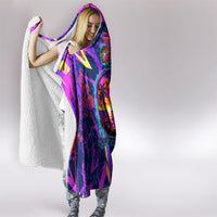 Chuuk Tropical Sunset Coordinates Hooded Blanket Neon Graffiti Polynesian Tribal