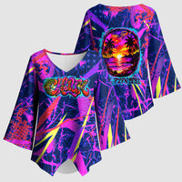 Chuuk Tropical Sunset Coordinates Kimono Sleeve Blouse Neon Graffiti Polynesian Tribal