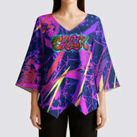 Chuuk Tropical Sunset Coordinates Kimono Sleeve Blouse Neon Graffiti Polynesian Tribal