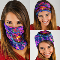 Chuuk Tropical Sunset Coordinates Neck Gaiter Neon Graffiti Polynesian Tribal