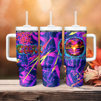 Chuuk Tropical Sunset Coordinates Tumbler With Handle Neon Graffiti Polynesian Tribal