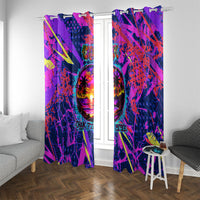 Chuuk Tropical Sunset Coordinates Window Curtain Neon Graffiti Polynesian Tribal