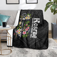 Kosrae Nautical Heritage Blanket Polynesian Tribal Anchor With Plumeria Tropical Art