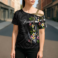 Kosrae Nautical Heritage Cross Shoulder Shirt Polynesian Tribal Anchor With Plumeria Tropical Art