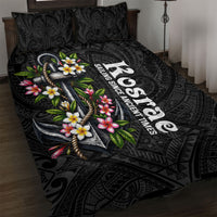 Kosrae Nautical Heritage Quilt Bed Set Polynesian Tribal Anchor With Plumeria Tropical Art