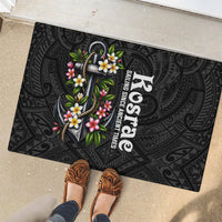 Kosrae Nautical Heritage Rubber Doormat Polynesian Tribal Anchor With Plumeria Tropical Art