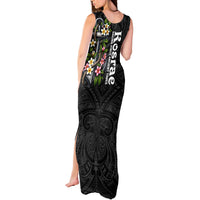 Kosrae Nautical Heritage Tank Maxi Dress Polynesian Tribal Anchor With Plumeria Tropical Art