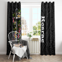 Kosrae Nautical Heritage Window Curtain Polynesian Tribal Anchor With Plumeria Tropical Art