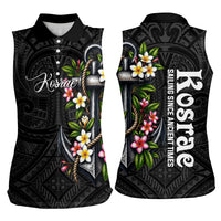 Kosrae Nautical Heritage Women Sleeveless Polo Shirt Polynesian Tribal Anchor With Plumeria Tropical Art