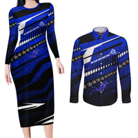 Kosrae Deep Sea Scuba Diving Couples Matching Long Sleeve Bodycon Dress and Long Sleeve Button Shirt Blue Hole Beneath The Surface Coral Reef Graphic Art