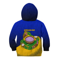 Kosrae Fafa Culinary Heritage Kid Hoodie Kosraean Gold Taro Tradition Illustration With Coconut Leaves