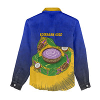 Kosrae Fafa Culinary Heritage Women Casual Shirt Kosraean Gold Taro Tradition Illustration With Coconut Leaves