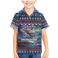Tonga Christmas Family Matching Mermaid Dress and Hawaiian Shirt with Singing Whale Ocean Scene National Coat of Arms TS04 Son's Shirt Multicolor - Polynesian Pride
