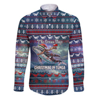 Tonga Christmas Family Matching Off The Shoulder Long Sleeve Dress and Hawaiian Shirt with Singing Whale Ocean Scene National Coat of Arms TS04 Dad's Shirt - Long Sleeve Multicolor - Polynesian Pride